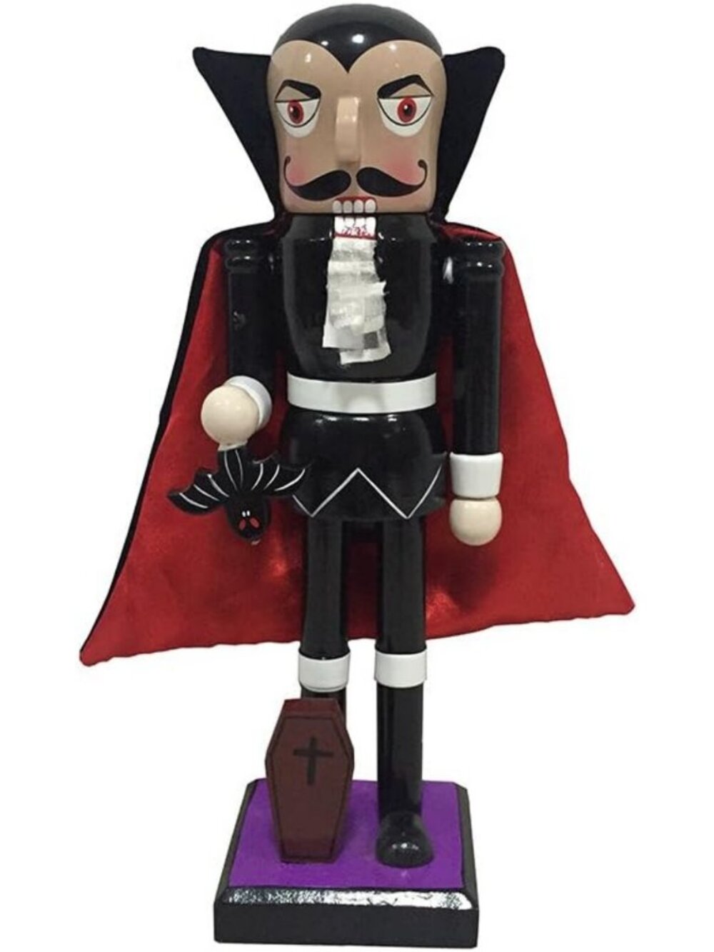 10” Dracula Nutcracker - Festive Halloween Decor, Black & Red, Unique